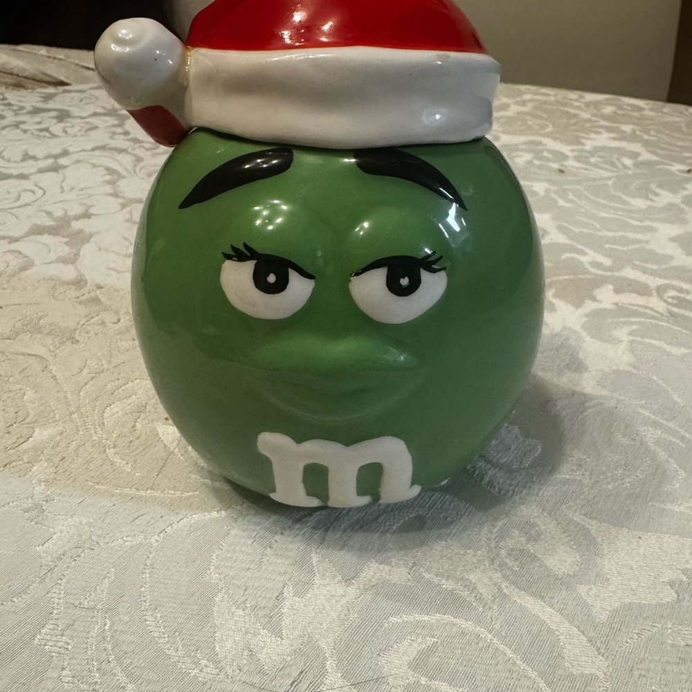 Green M&M Christmas Cookie Jar